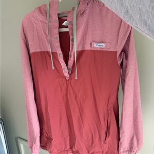Columbia Two-Tone Red and Pink Hooded Pullover